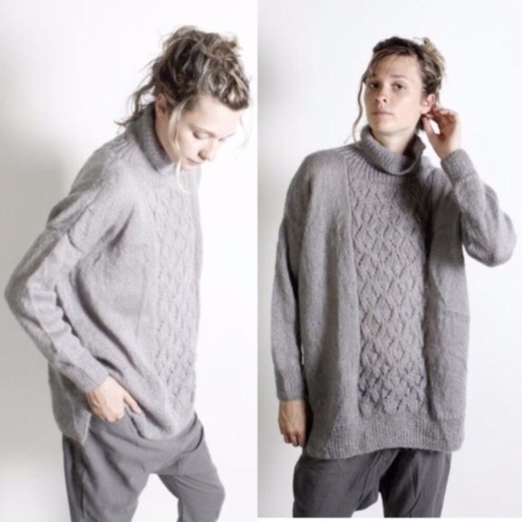 Hazel Brown Collection Mohair Gray Knit Sweater 2 - Picture 7 of 8